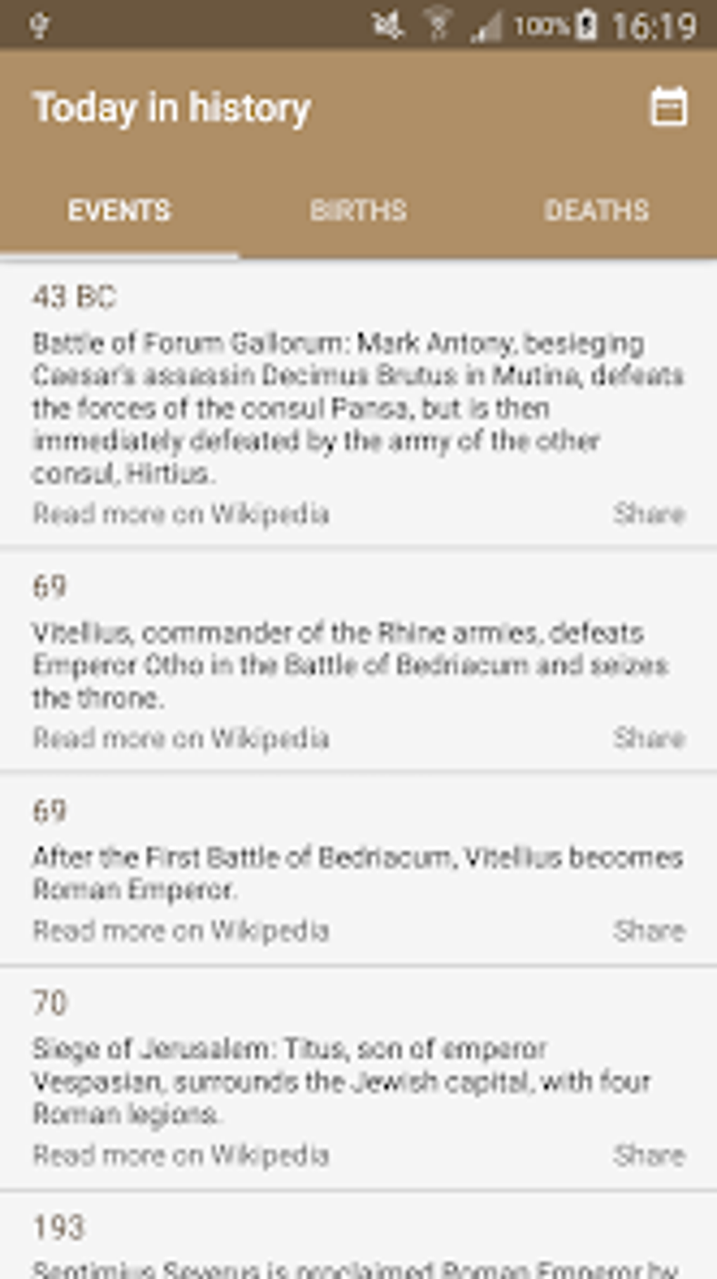 Today in History สำหรับ Android - ดาวน์โหลด