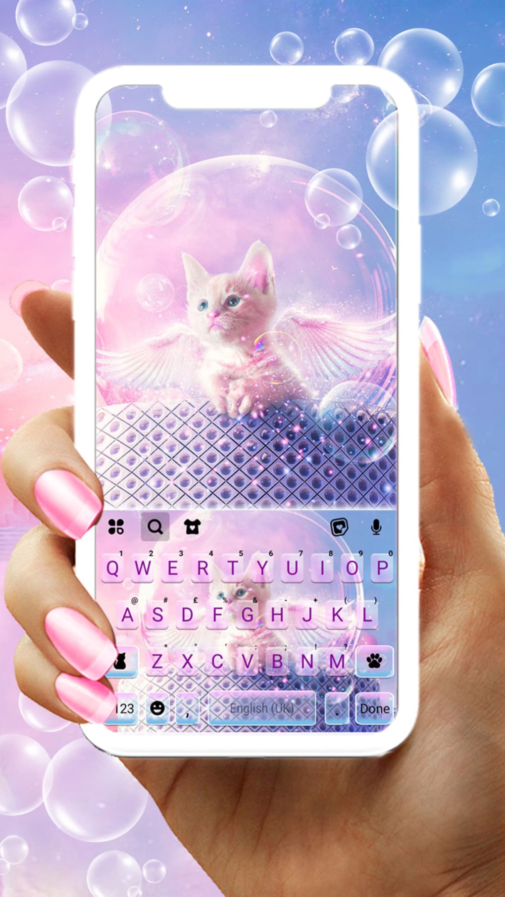 Angelic Cat Keyboard Background for Android - Download