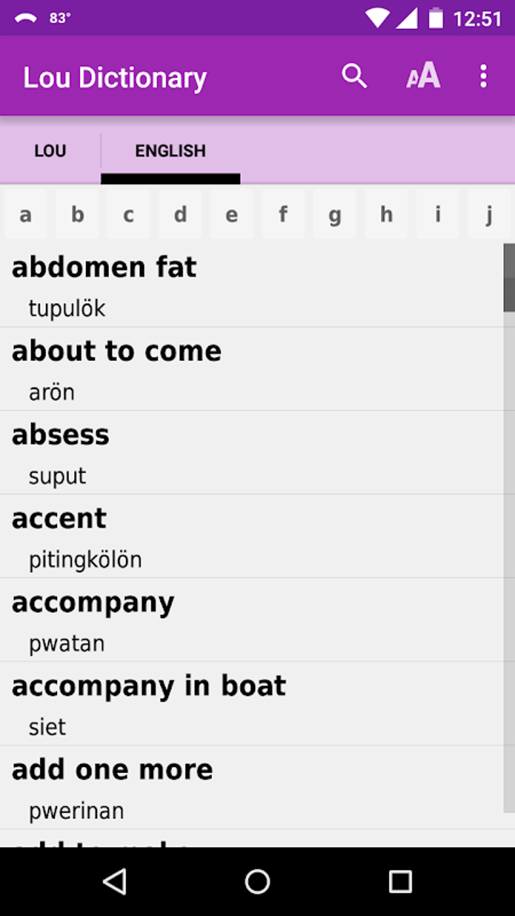 Lou-English Dictionary APK для Android — Скачать