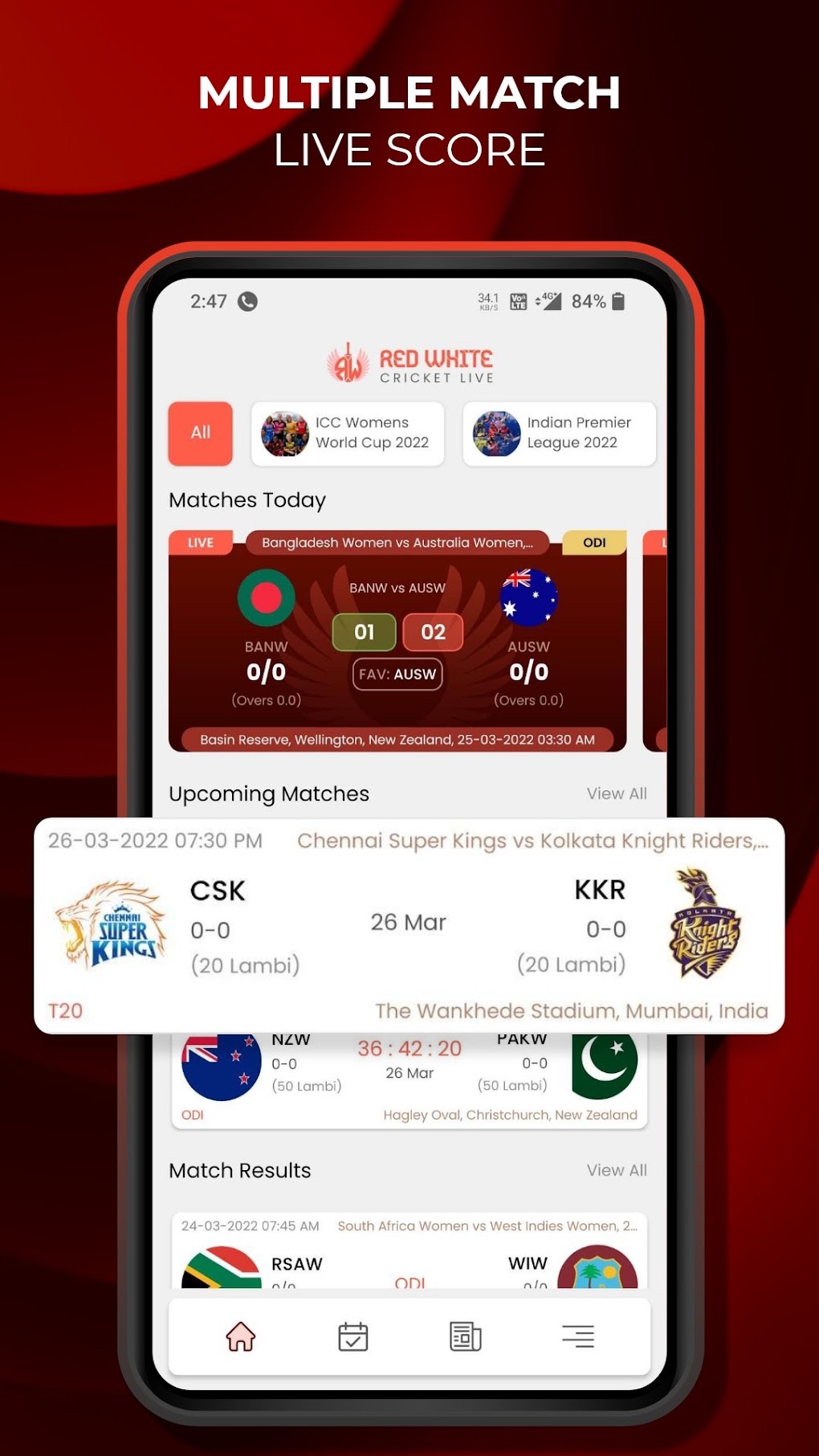 Red White Cricket Live Line for Android