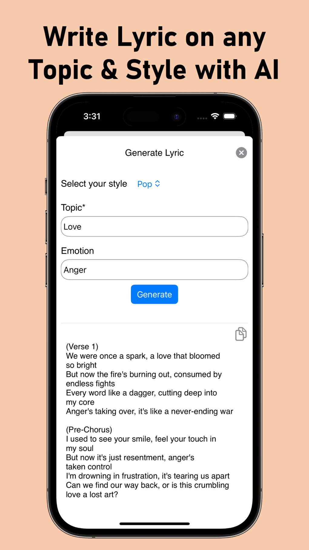 AI Lyric Generator Song Writer для iPhone — Скачать