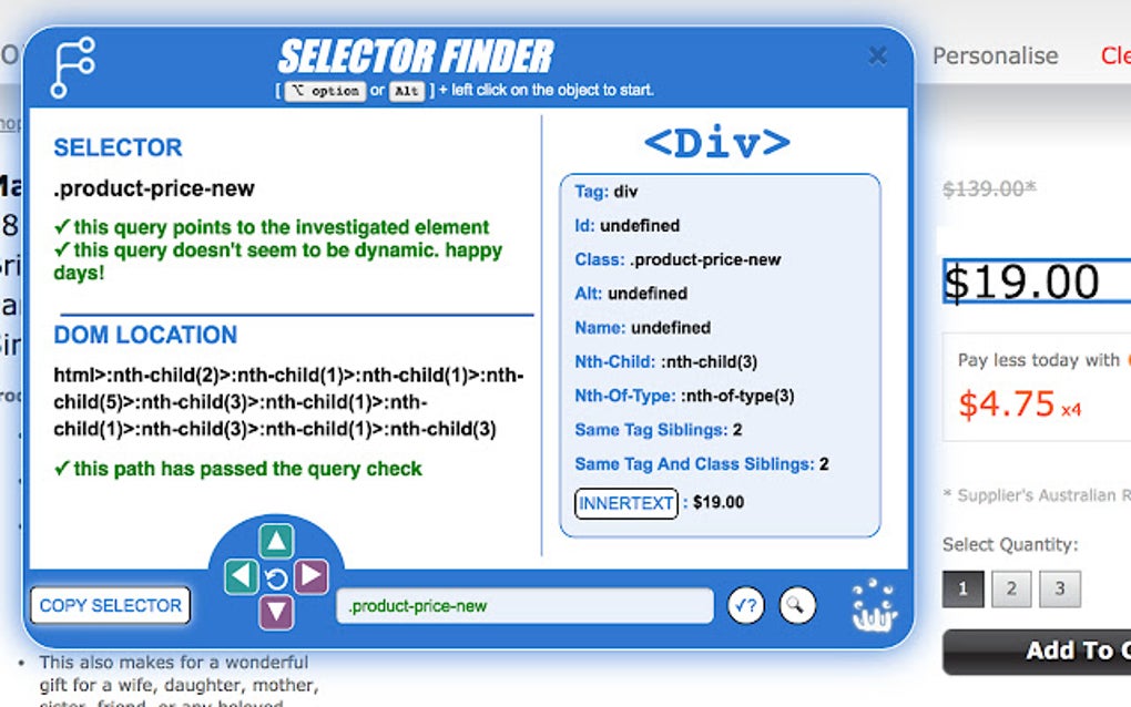 Finder vs. Selector Hub Chrome что это. Alt left click.