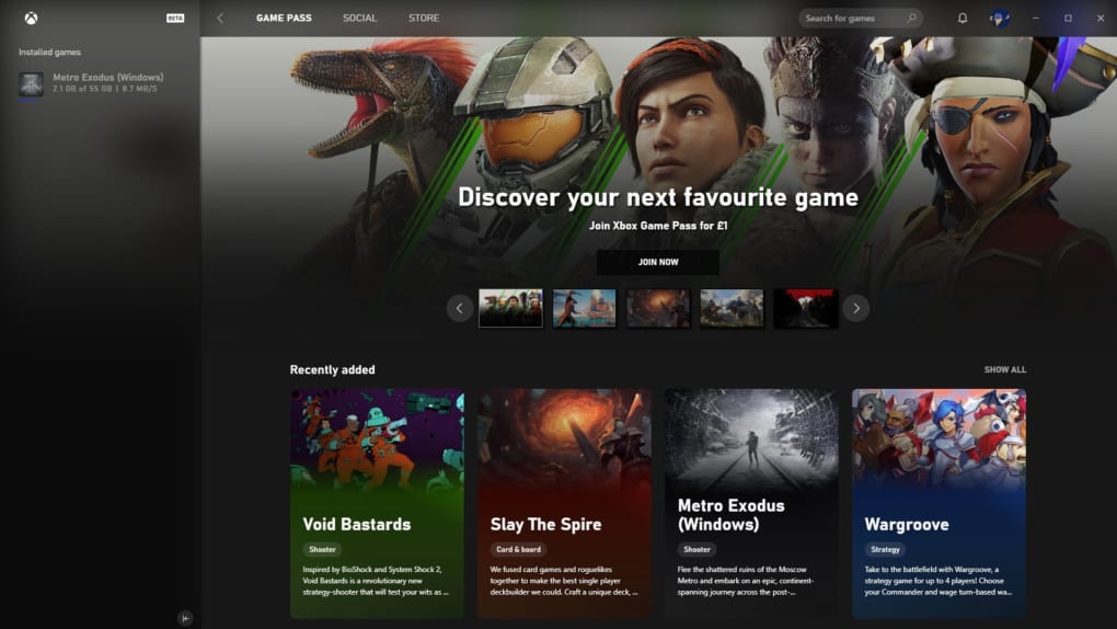 synder menu foran Xbox Game Pass for PC - Download