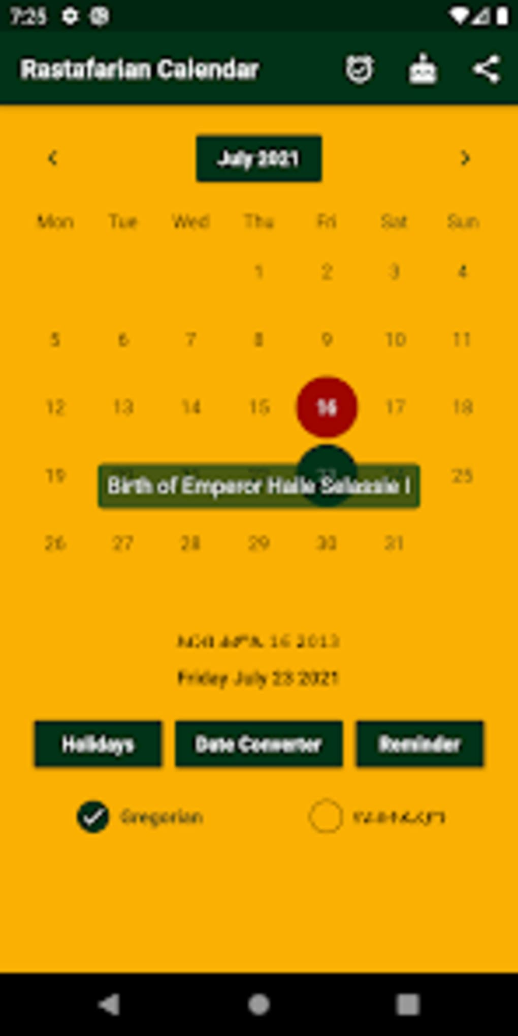Rastafarian Calendar for Android 無料・ダウンロード