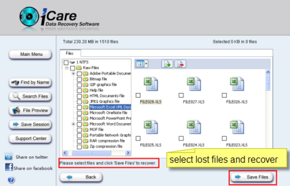 Icare data recovery file