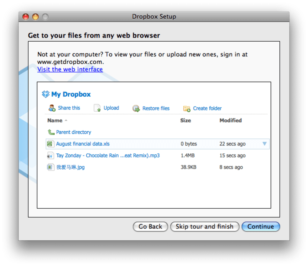 mac 10.9 dropbox sign in