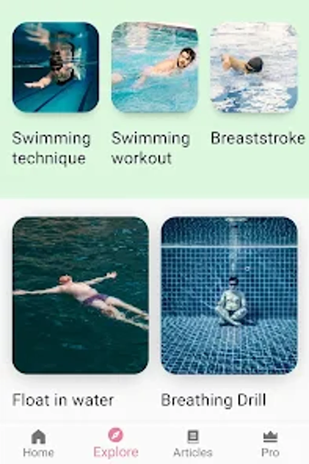 Swimming Lessons: Workout Plan для Android — Скачать