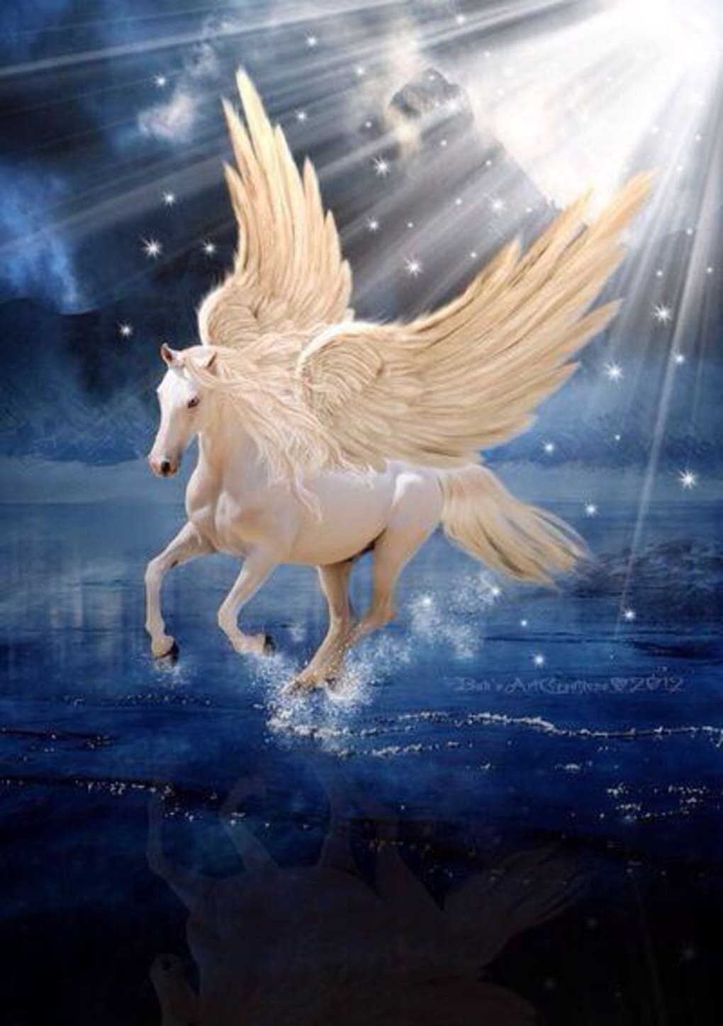 HD wallpaper pegasus flying horse white horse wings fantasy art  artistic  Wallpaper Flare