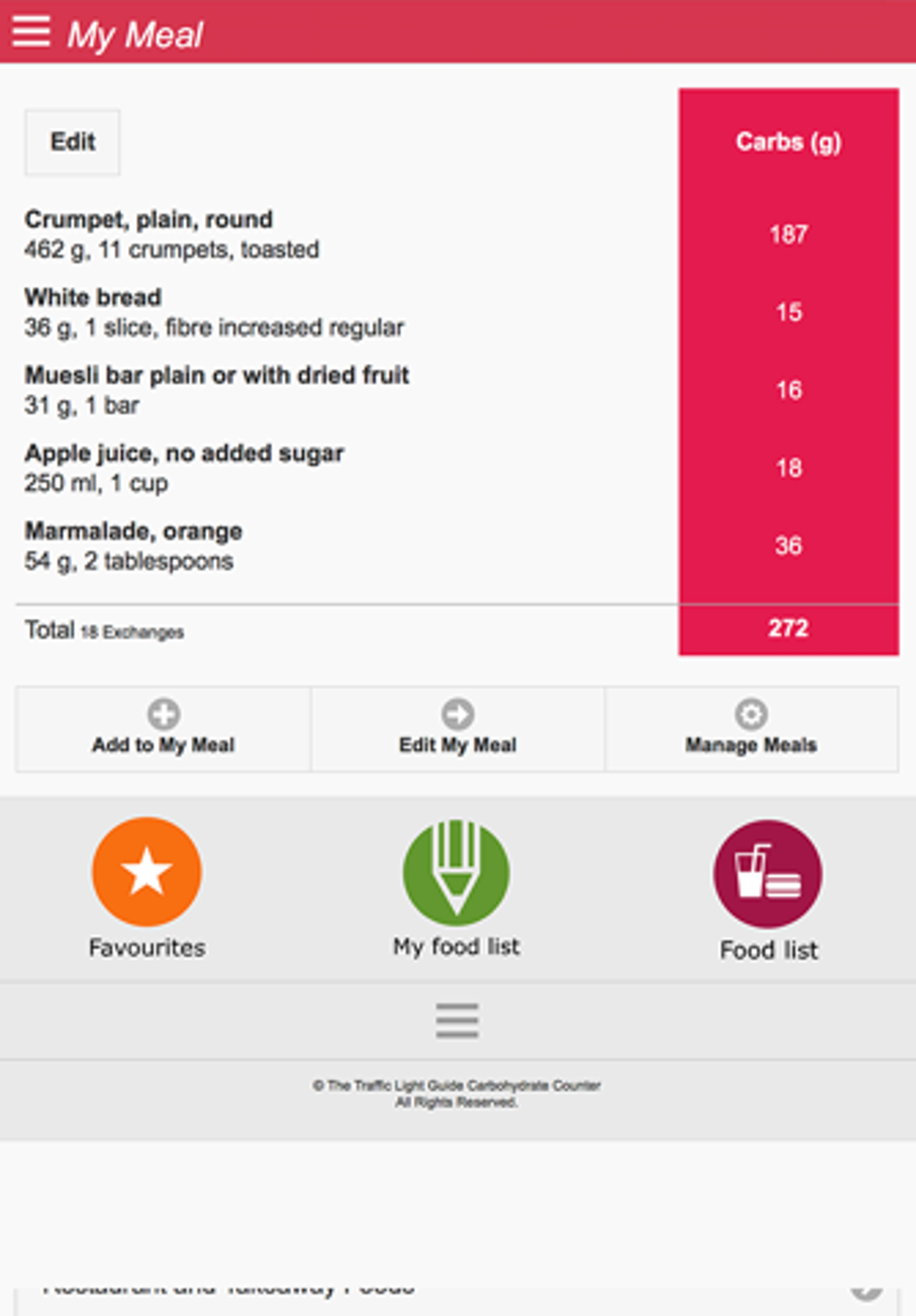 IPhone Australian CarbCounter Traffic Light Guide To Food 