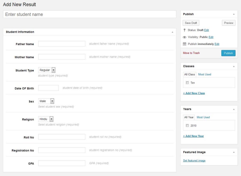 JP Students Result Management System para WordPress - Descargar