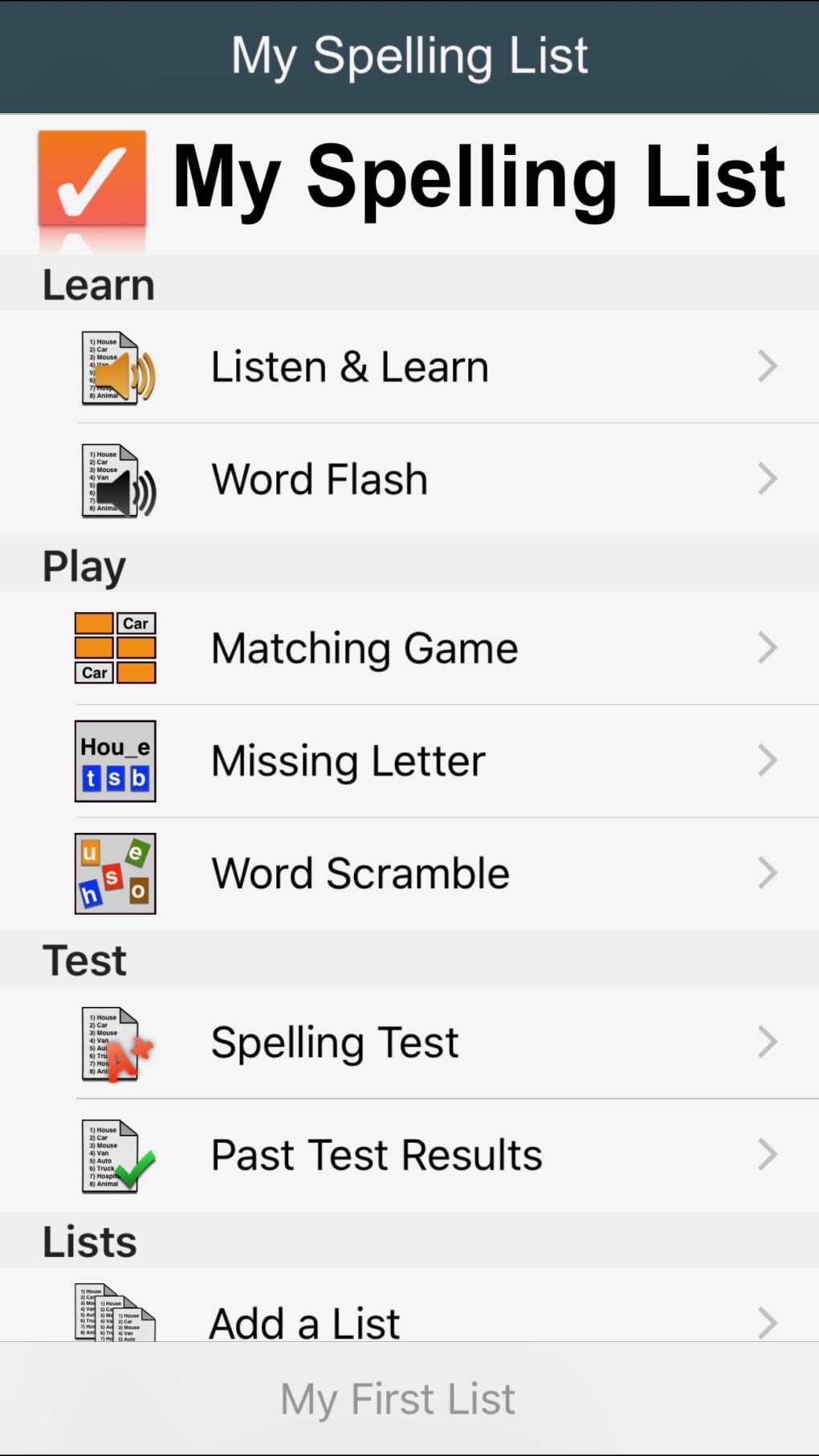 iPhone için My Spelling List - İndir