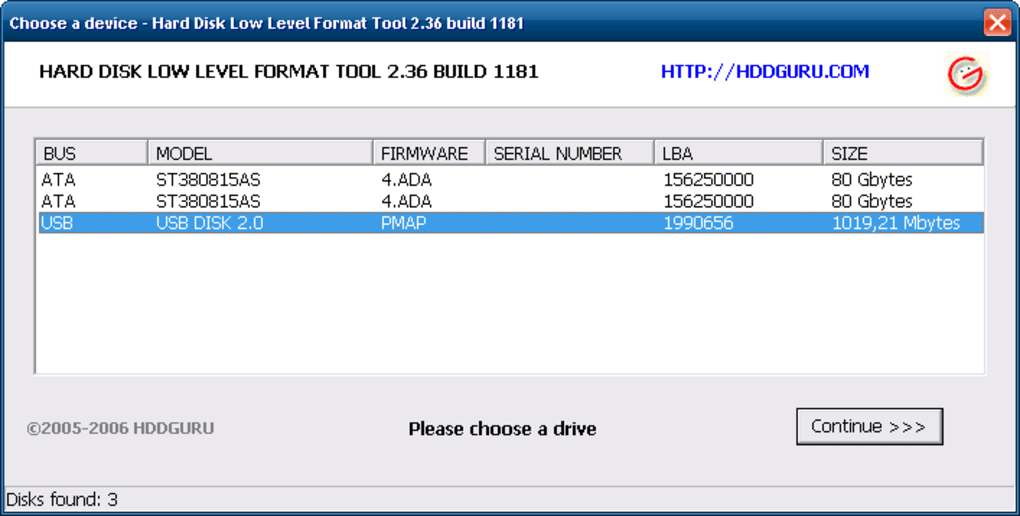 hard disk low level format tool 2.36 build 1181