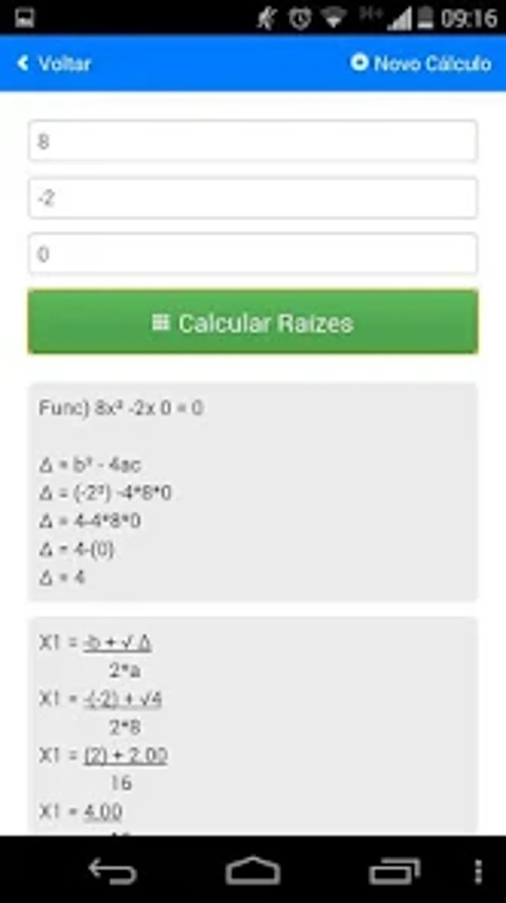 Calculadora de Equação do Segundo Grau