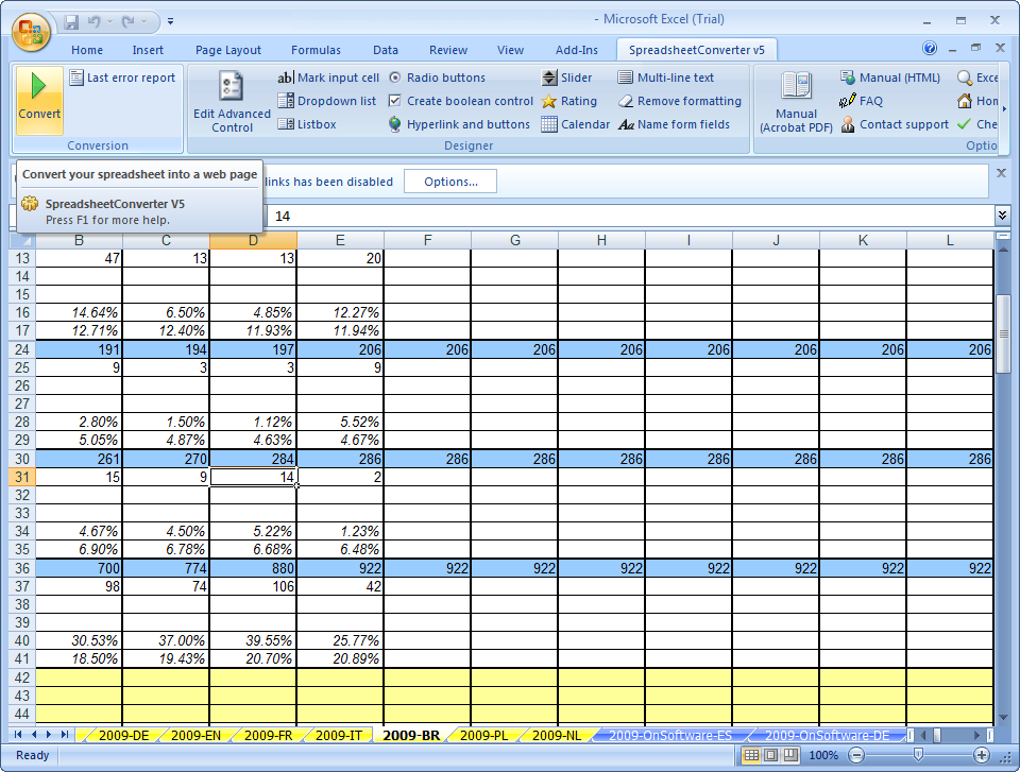 spreadsheet converter for website