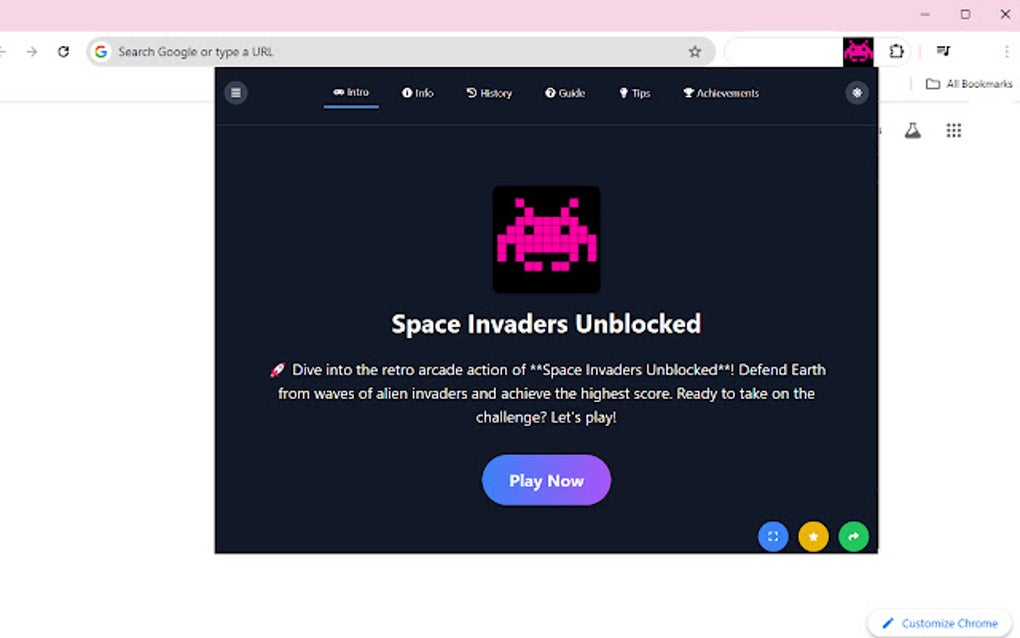 Space Invaders Unlocked Game pour Google Chrome - Extension Télécharger