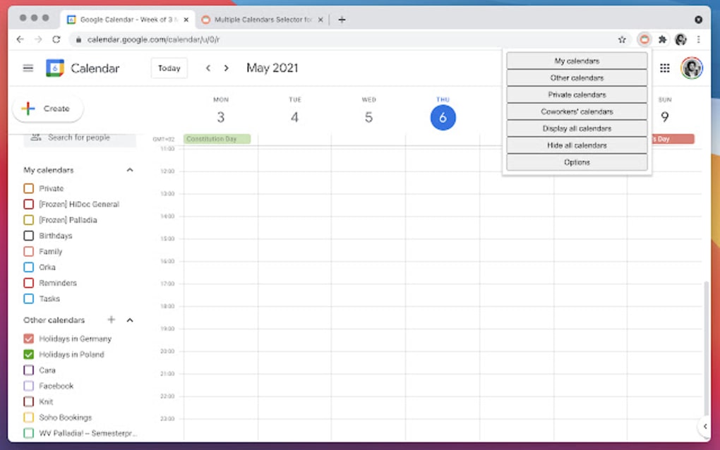 Multiple Calendars Selector for Google Cal para Chrome Descargar