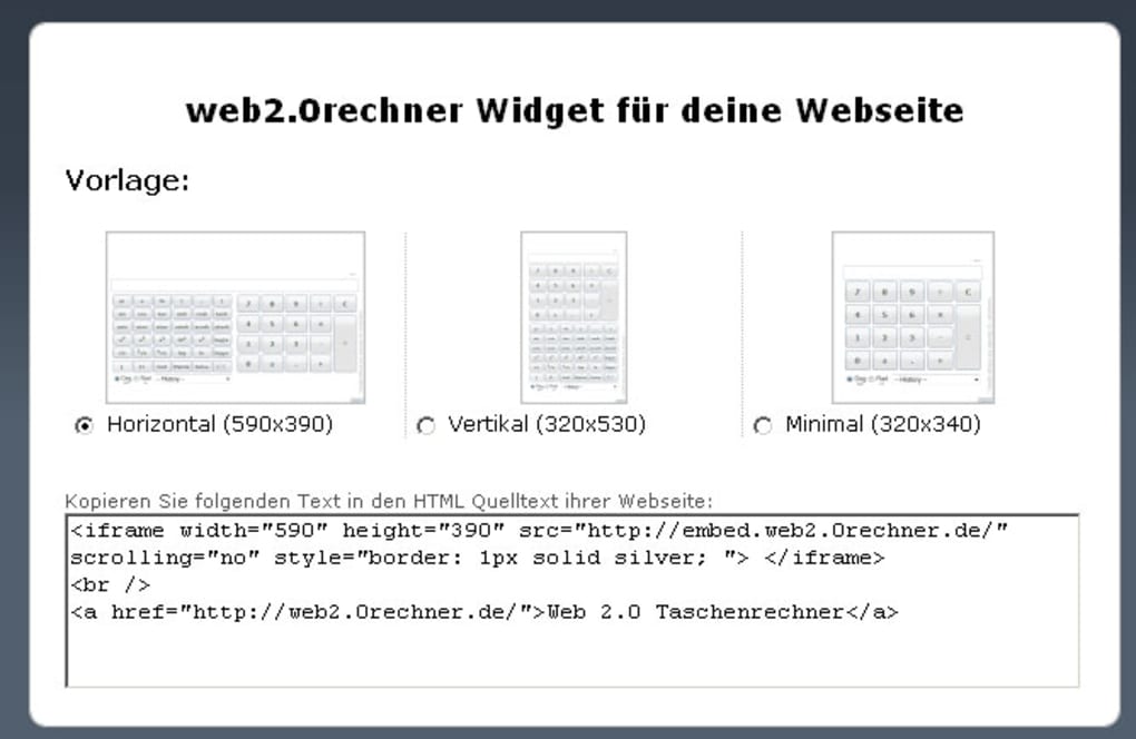 Web2.0 Taschenrechner