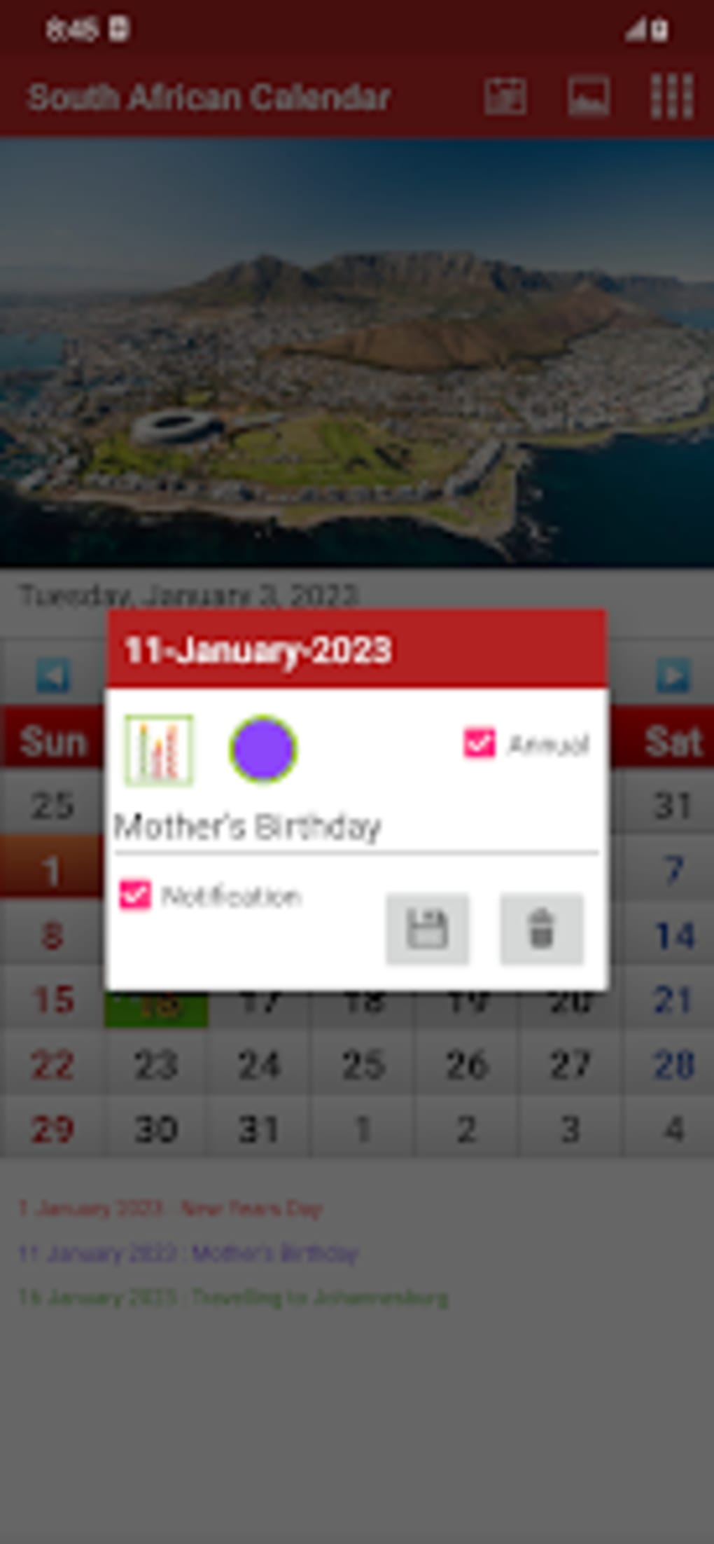 South African Calendar for Android Download