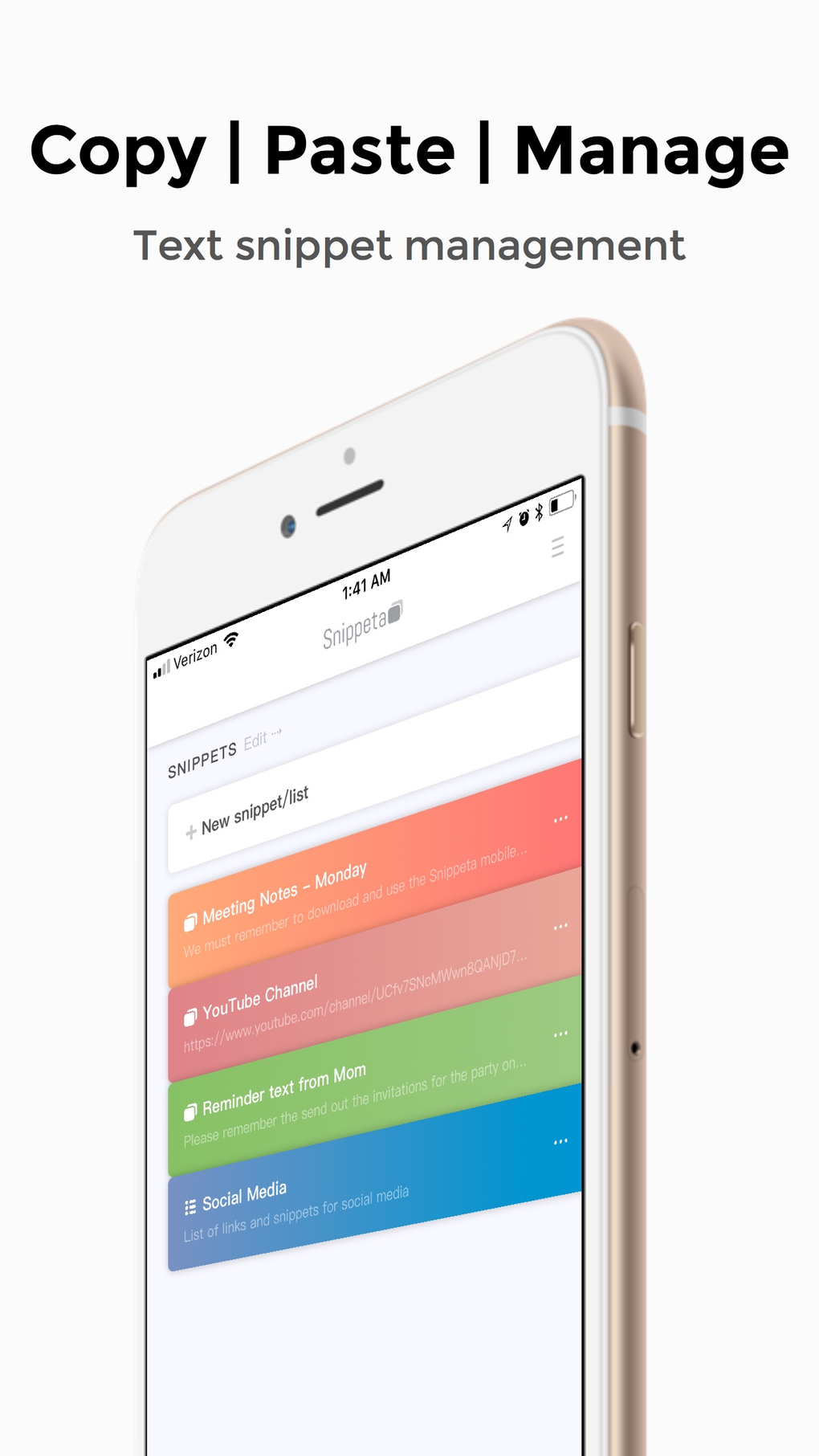 Snippeta - copy manage paste for iPhone - Download