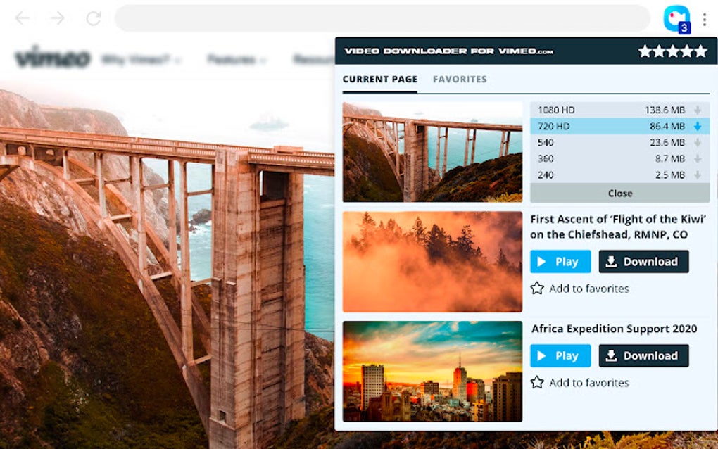 VimDown Video Downloader for for Google Chrome Extension
