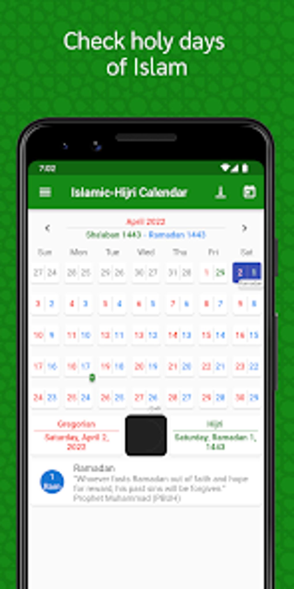 Android için Islamic Hijri Calendar İndir