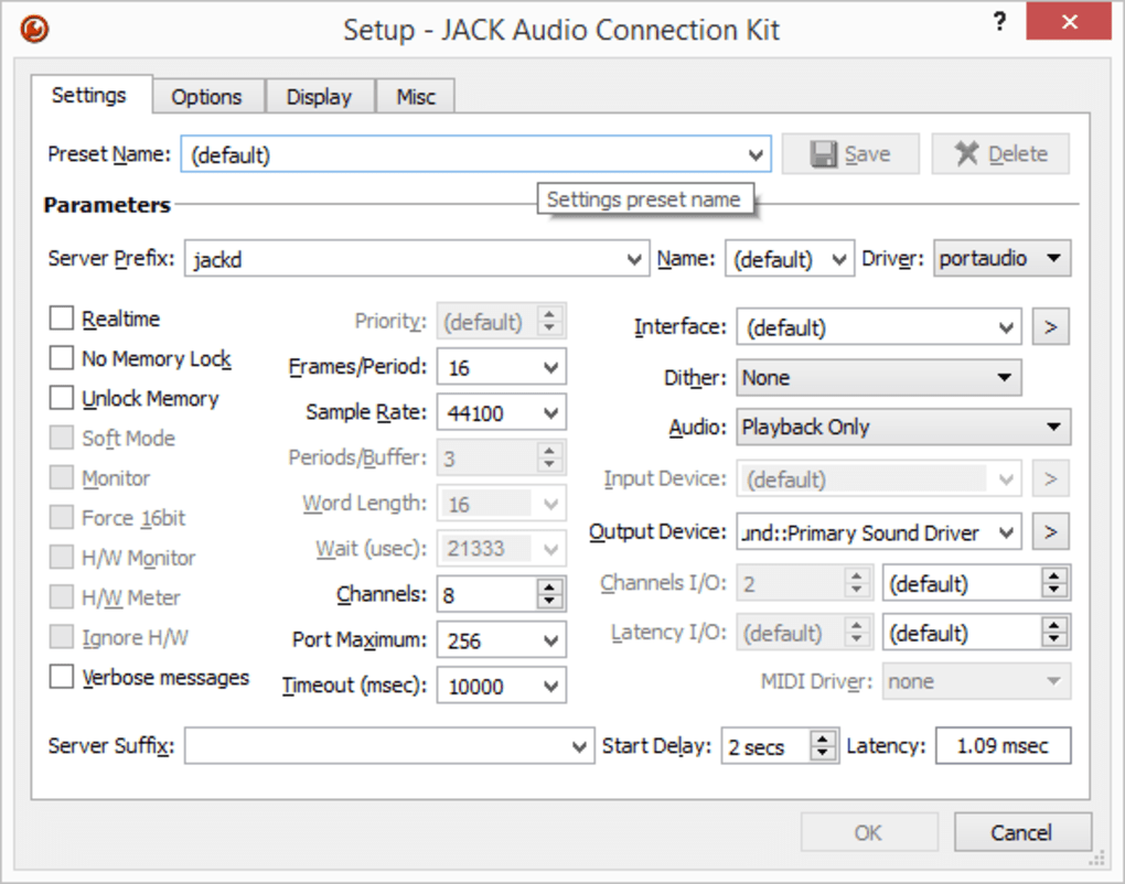 Timeout message. Jack Setup. Multichannel ASIO Renderer1.47. Jack Audio connection Kit. Jack Audio connection Kit Mac os Midi Driver.