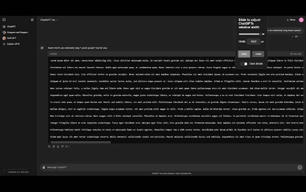 Larger ChatGPT Interactive Window für Google Chrome - Erweiterung Download