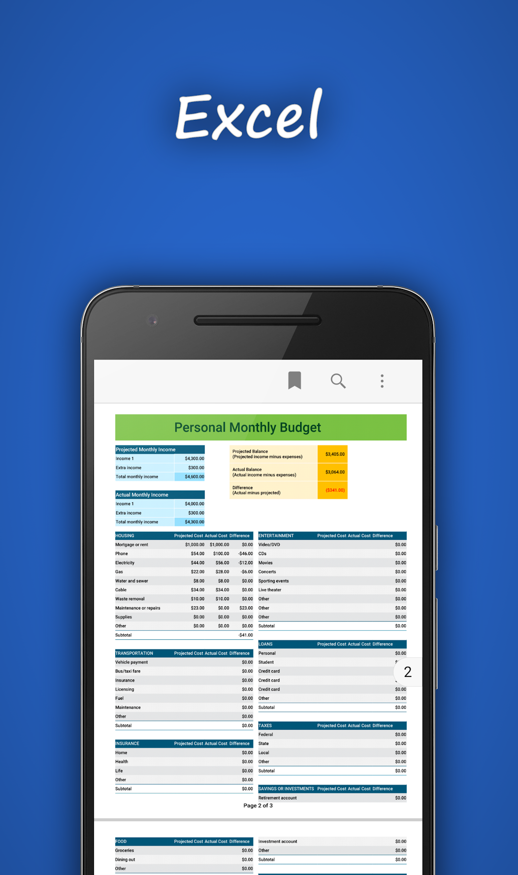 presentation of excel