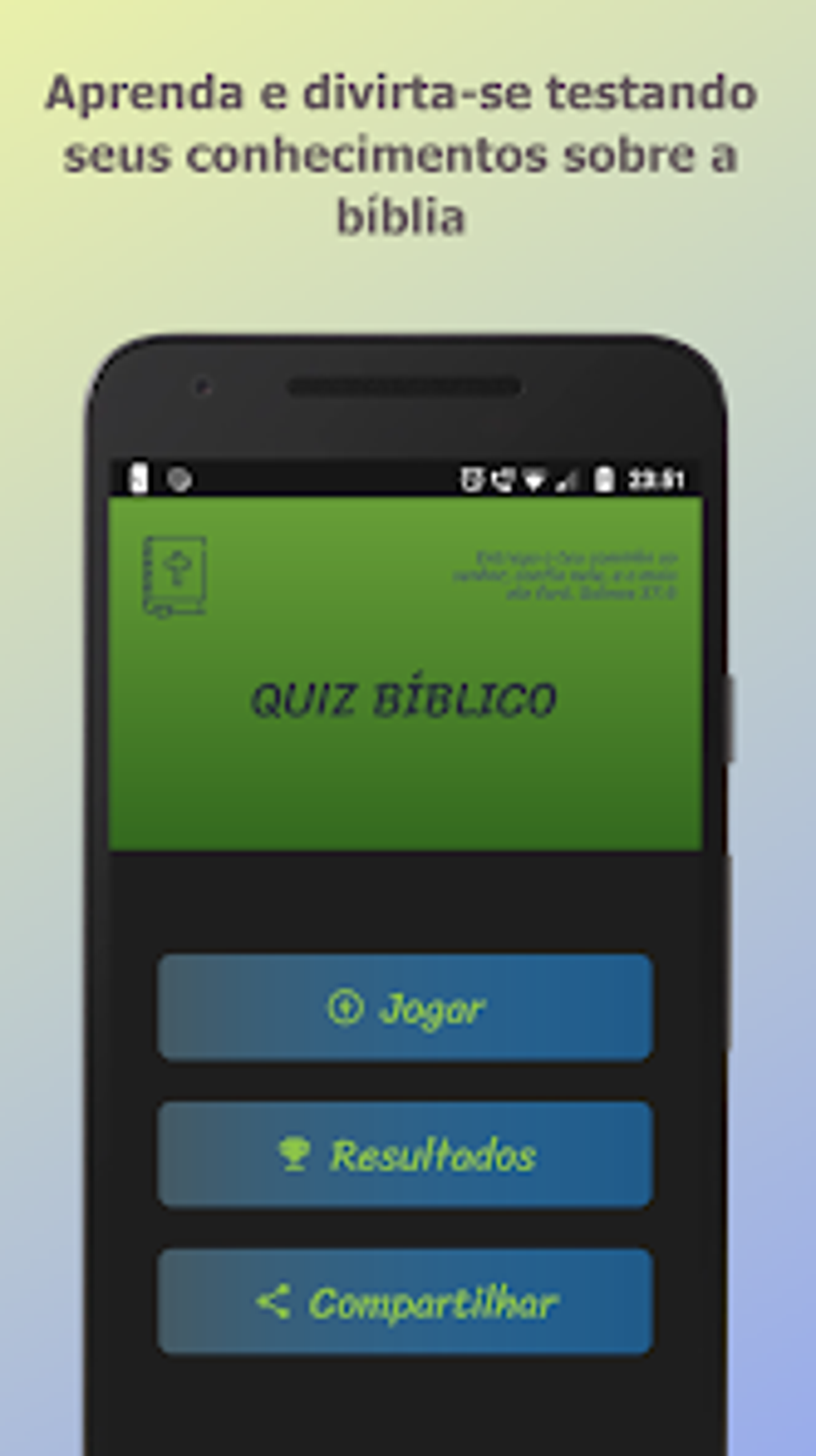 Perguntas do quiz testam a escolha do menu para o jogo de trivia