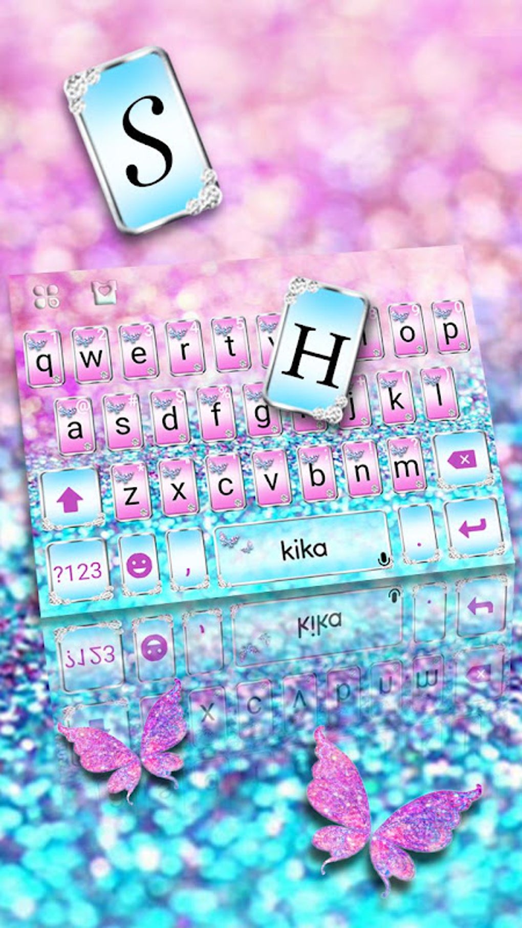 Pink Sparkle Butterfly Keyboard Theme Apk For Android Download 6506