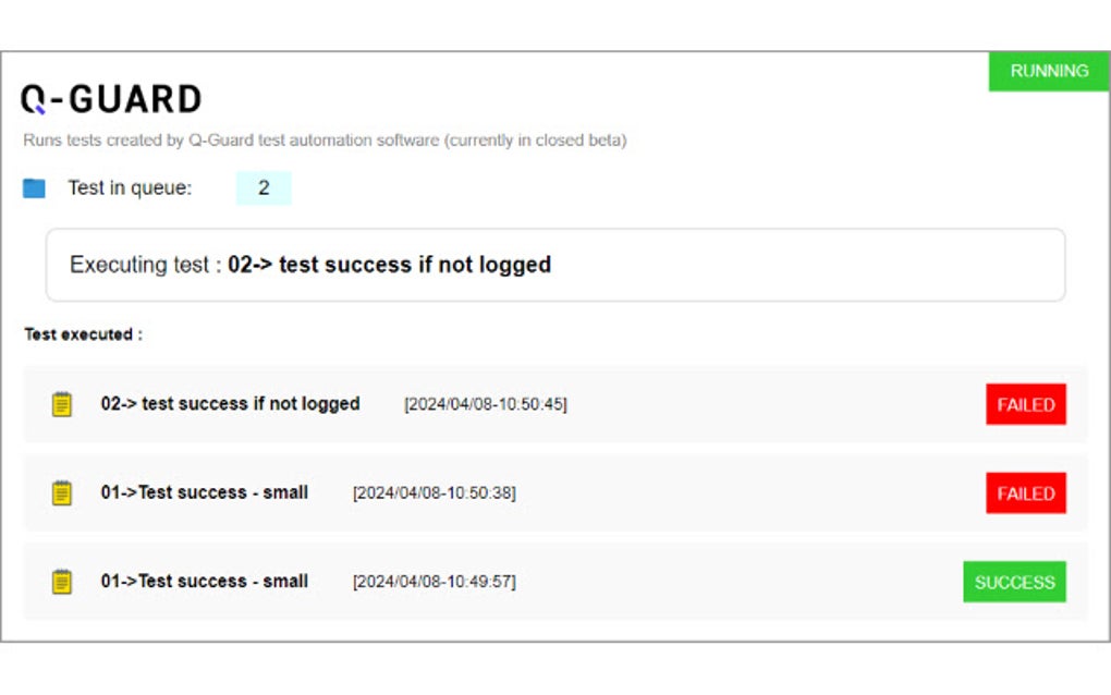 Q guard test runner google chrome 