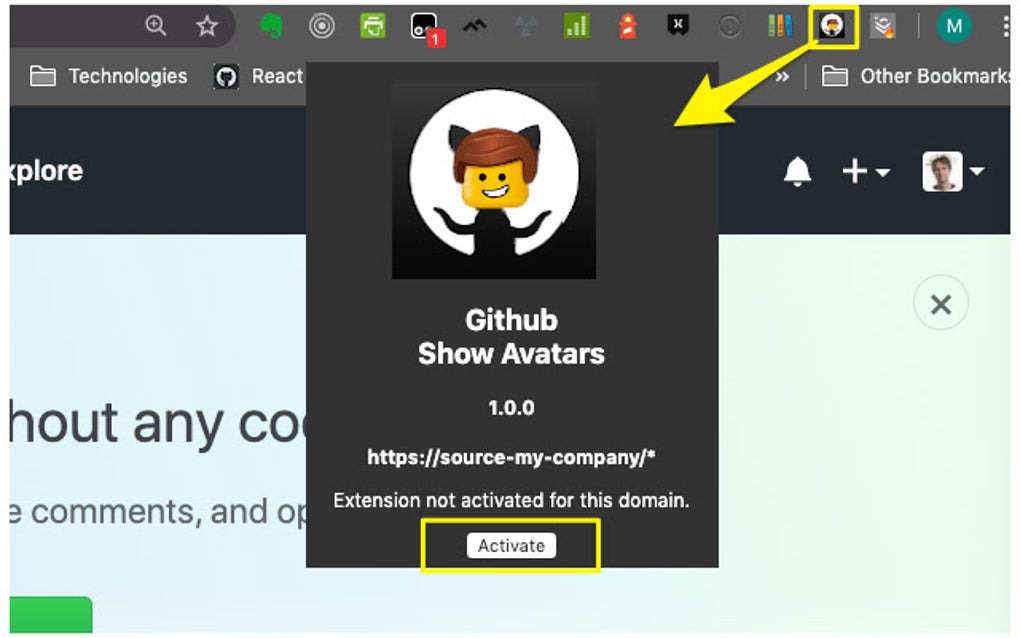Github Show Avatar for Google Chrome - Extension Download