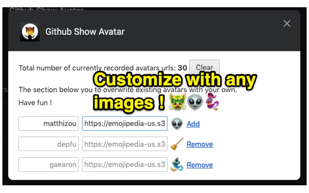 Github Show Avatar for Google Chrome - Extension Download