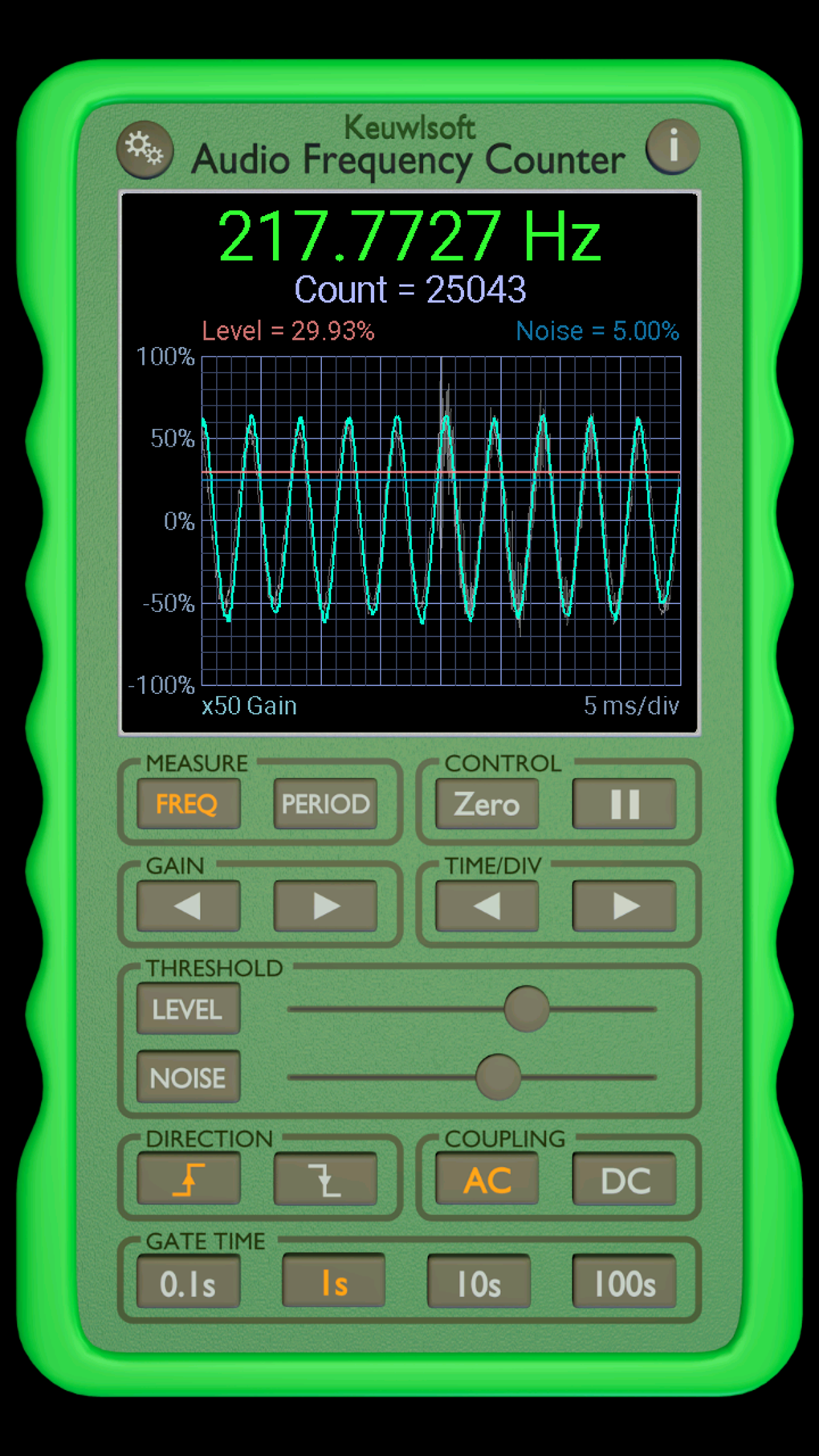 determiner frequence decodeur via android