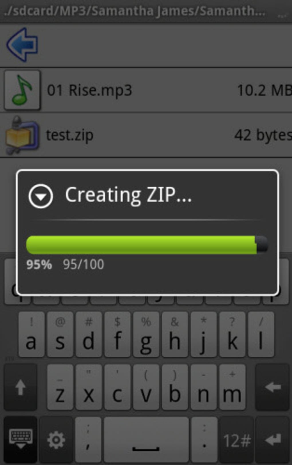 androzip file manager screenshot