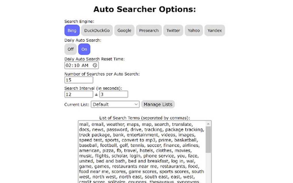 Searchure Auto Searcher pour Google Chrome - Extension Télécharger