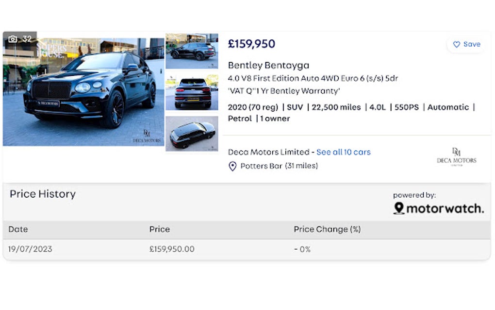 Motorwatch car price tracker para Google Chrome Extensión Descargar