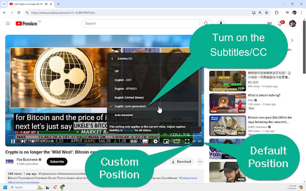 YouTube Caption Custom Position for Google Chrome - Extension Download