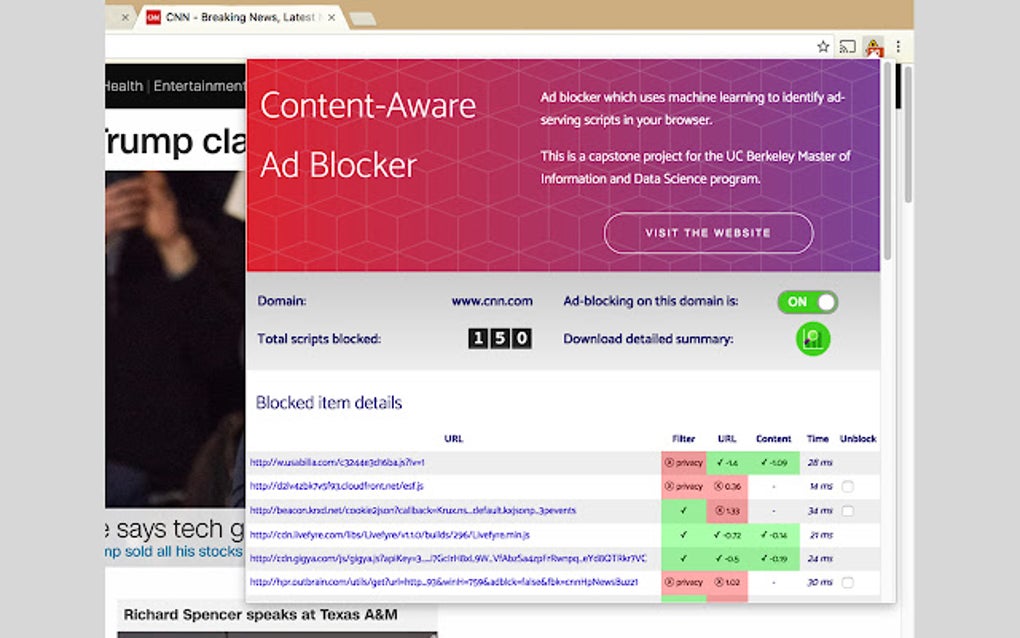 Content-aware Ad Blocker Google Chrome için - Eklenti İndir