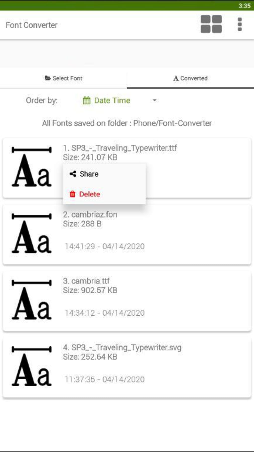 convert postscript font to otf