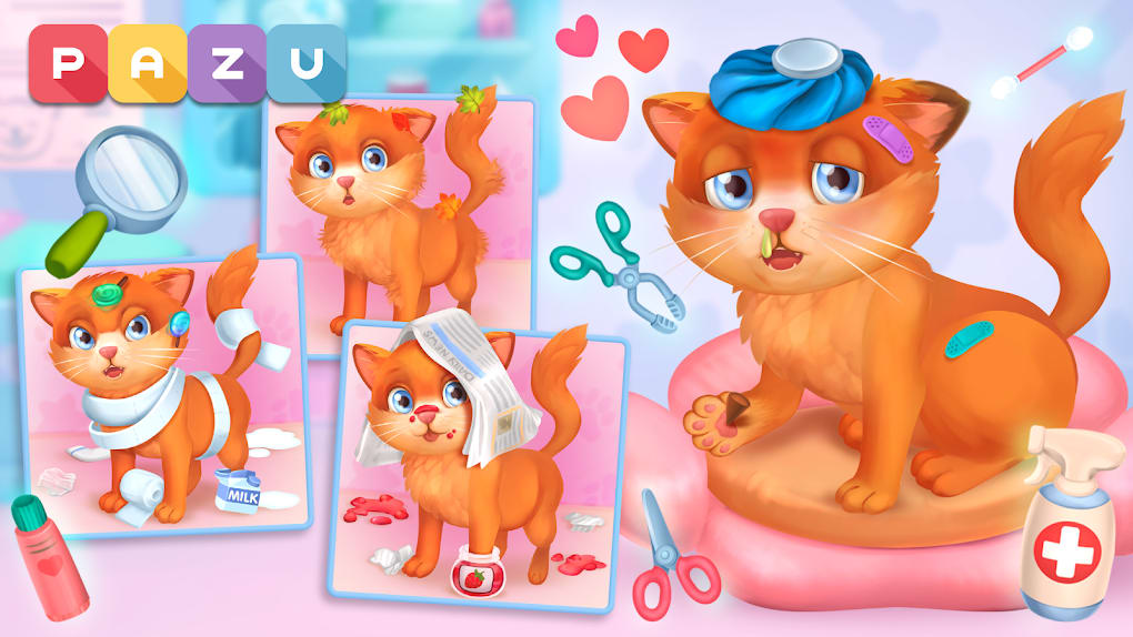 Cat Care Game Online free for Kids,Girls,cute kitty virtual pet games for  mobile Android Phone,tablet play