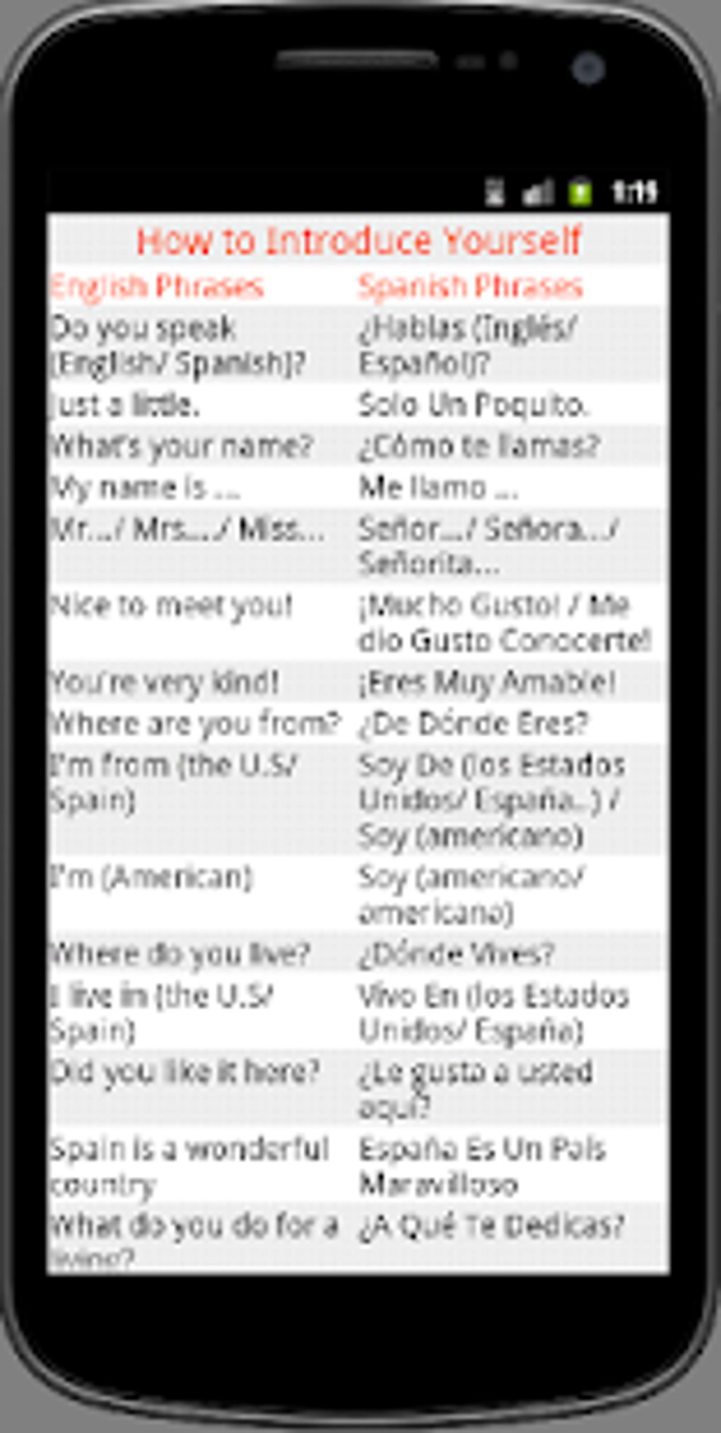 Most Common Phrases In Spanish APK Android 