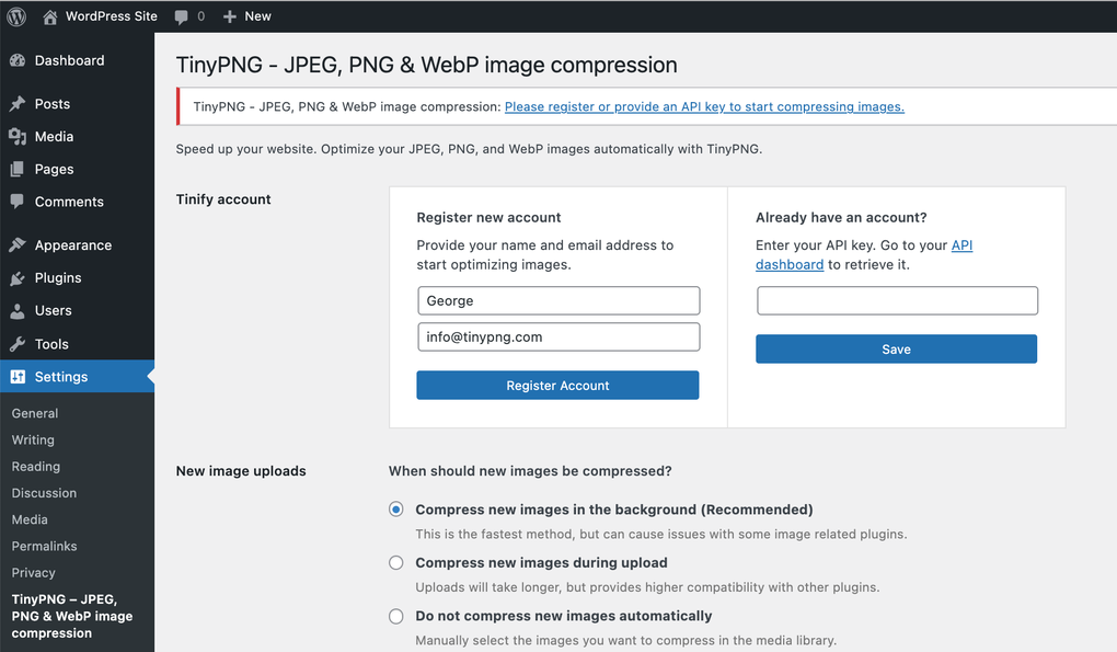 TinyPNG 8211 JPEG PNG amp WebP image compression สำหรับ WordPress ...