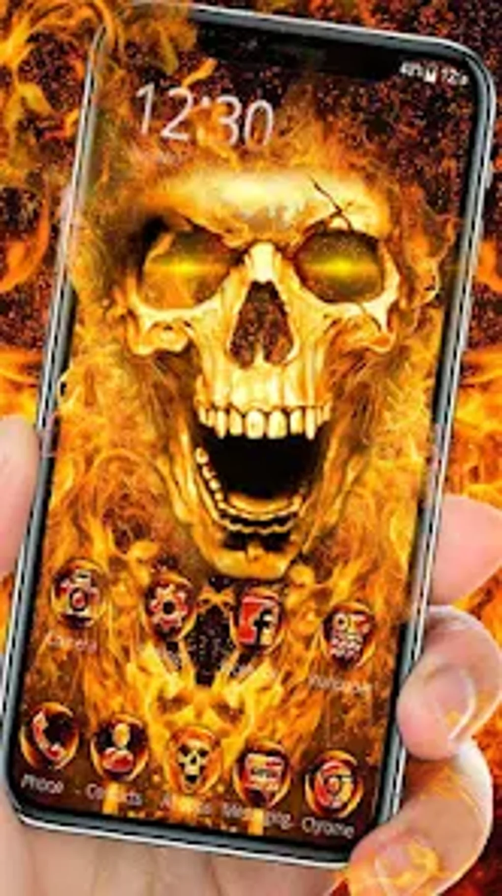 Scary Fire Skull Launcher Them для Android — Скачать