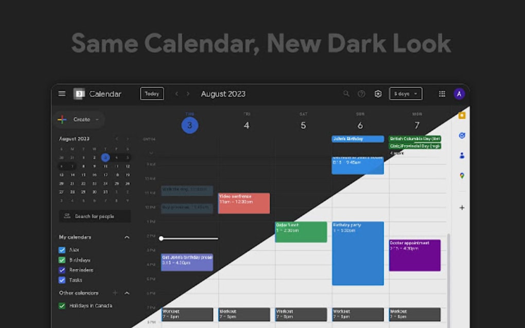 Calendar Dark Mode for Google Chrome 拡張機能 無料・ダウンロード