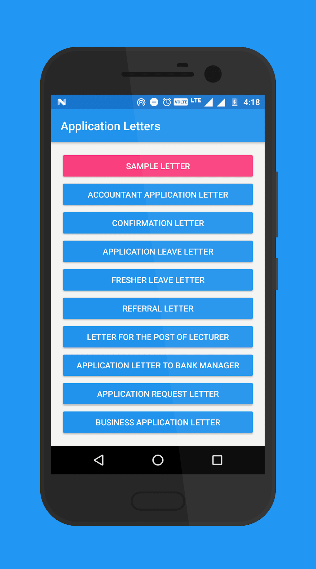 application letter app for android