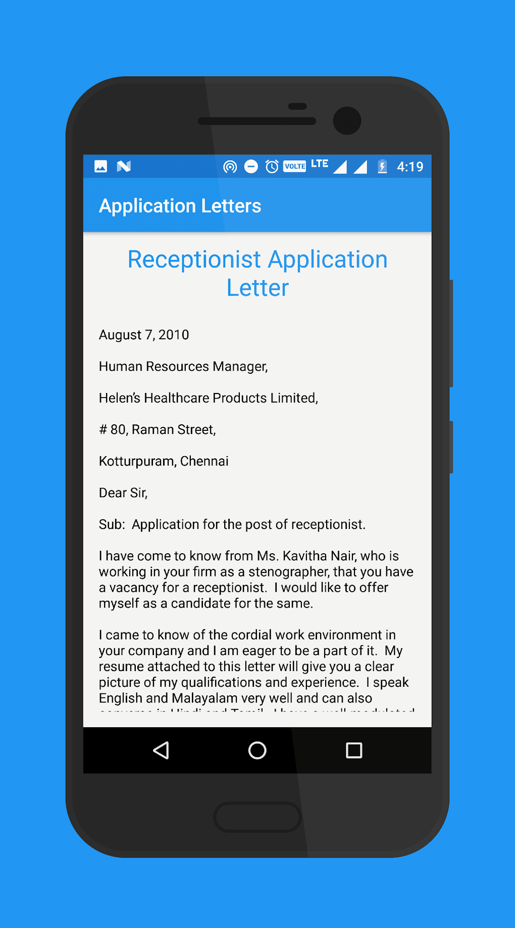 application letter app download