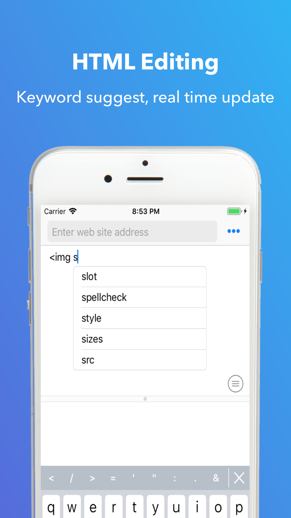 HTML CSS JS Snippet Editor для iPhone — Скачать