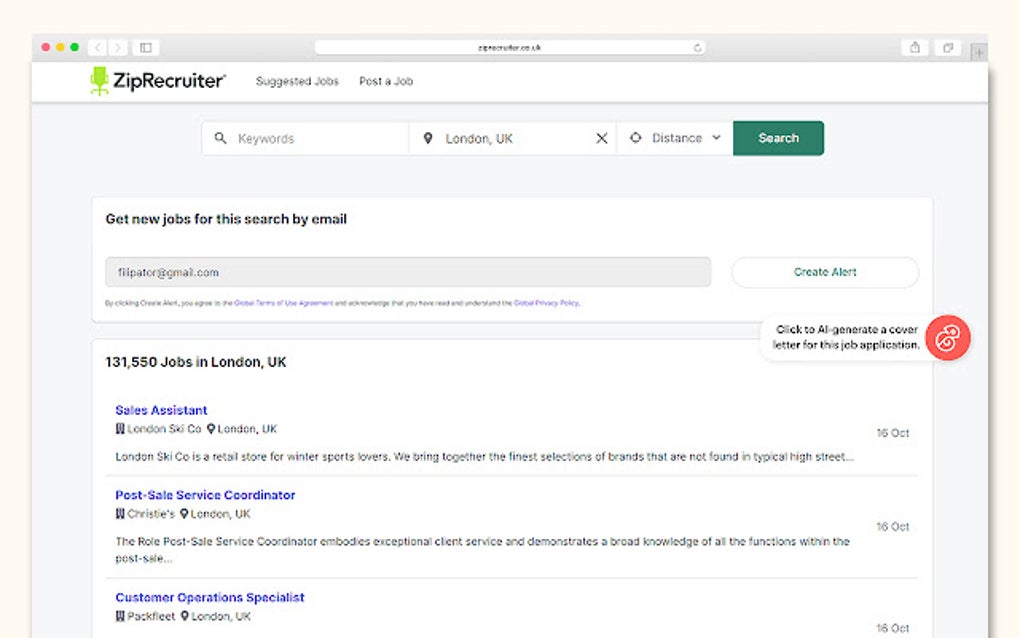 AI Cover Letter Generator by Kickresume - Ai Cover Letter Generator By Kickresume Screenshot 