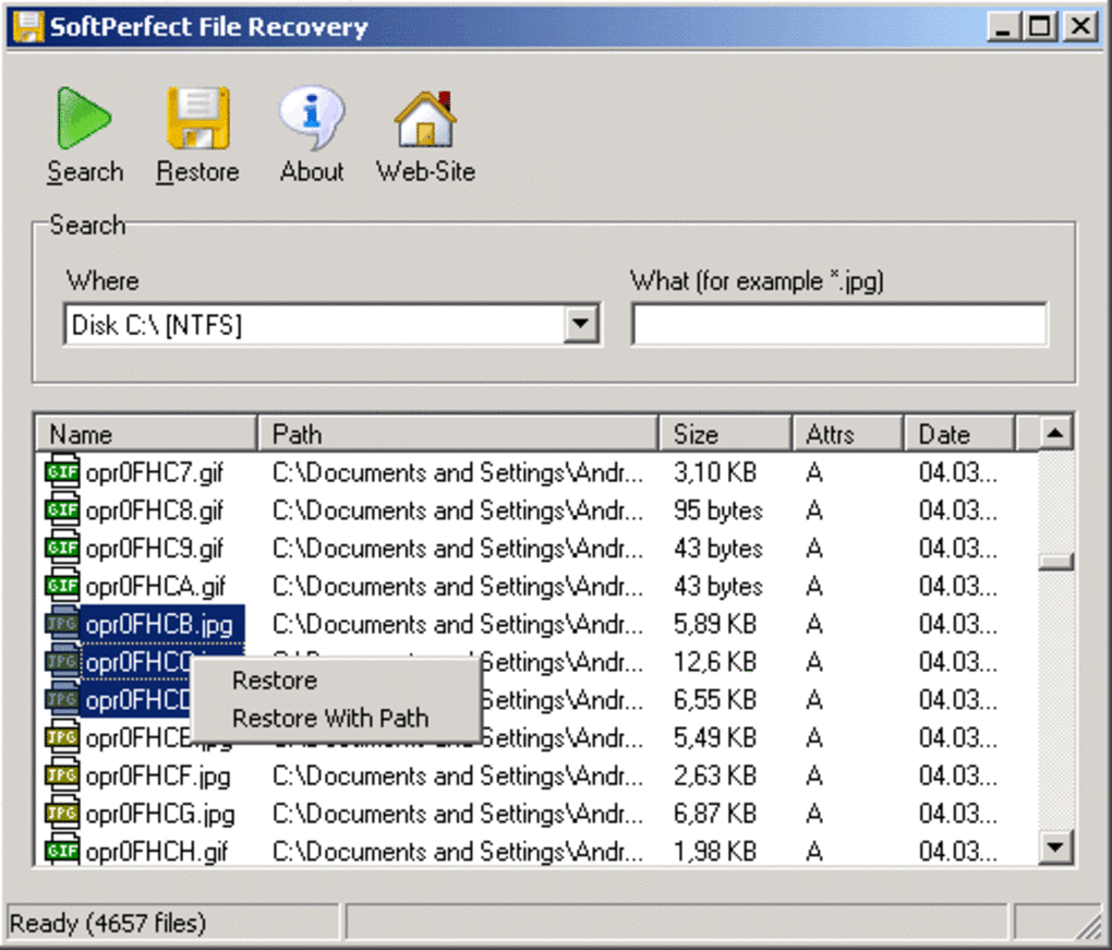 gratuitement softperfect file recovery